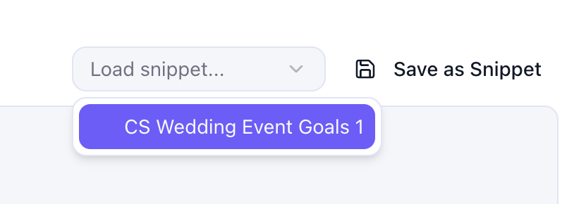 The text snippet controls in the Ripluo proposal builder, with a Load snippet dropdown showing a saved snippet and a Save as Snippet button