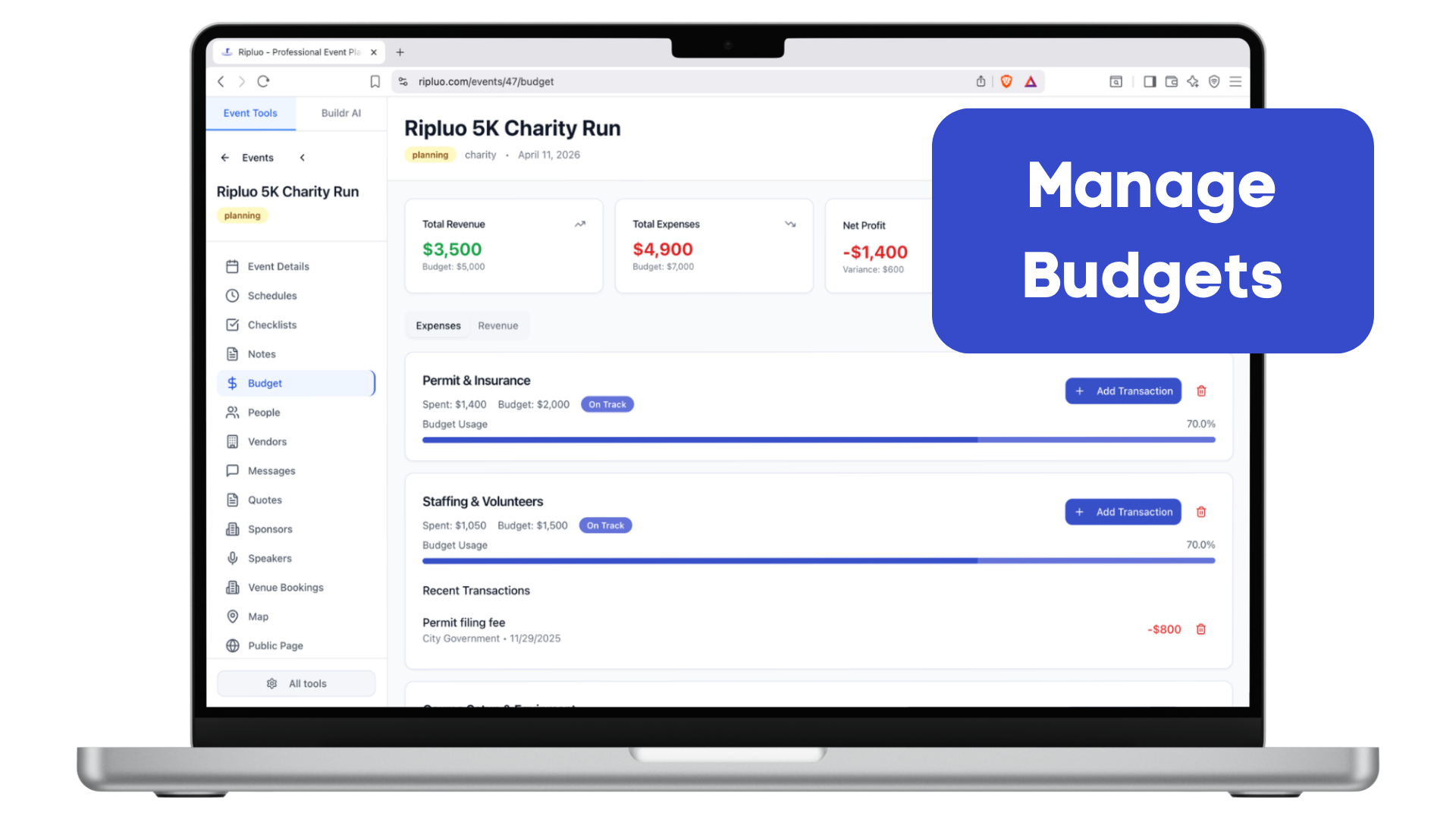 Budget Tracking Dashboard